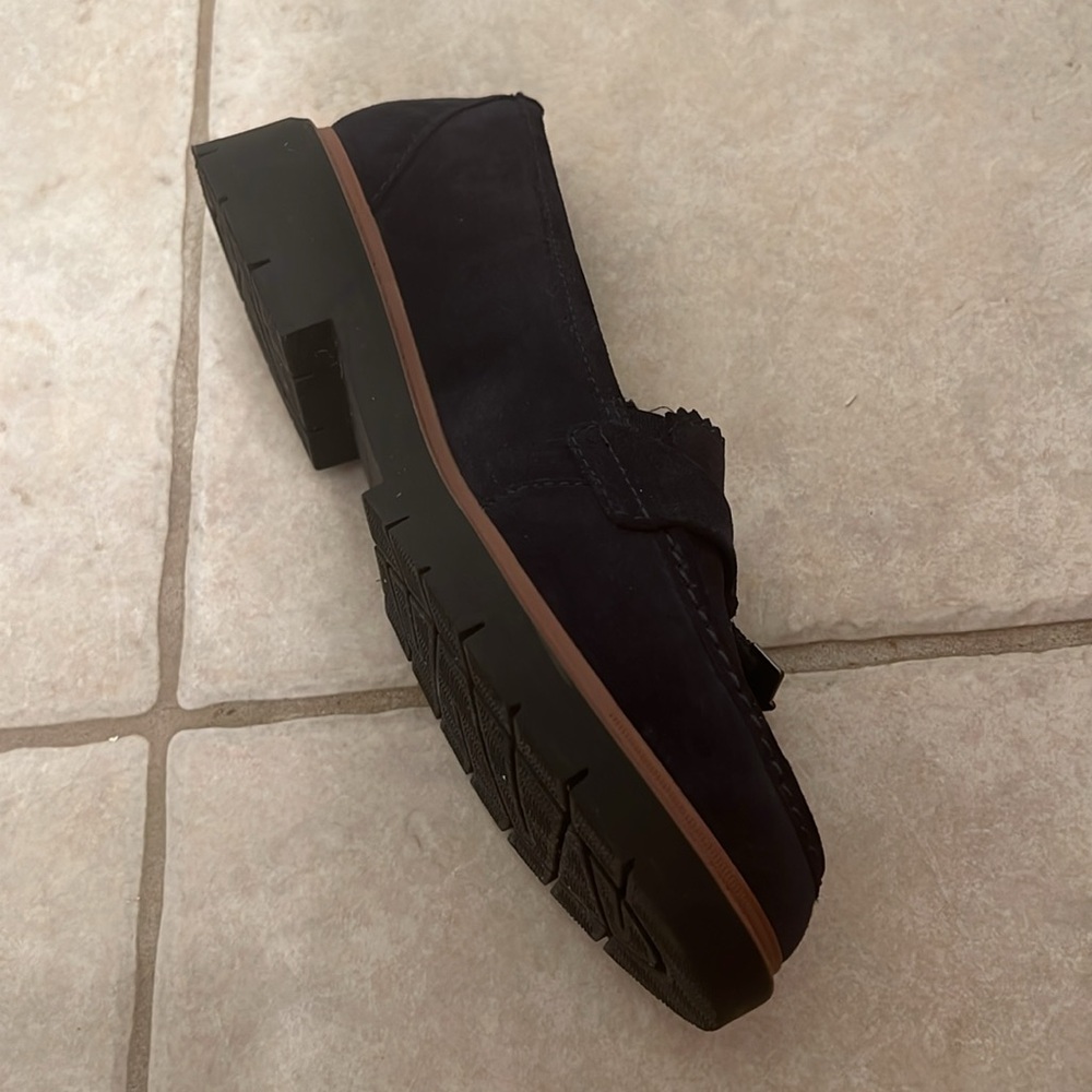 Navy Suede Clarks Westlynn Bella Leather Slip-On Loafers with Tassels Size 8.5 - Picture 8 of 16
